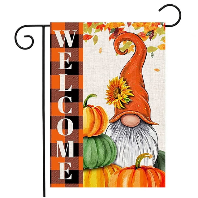kurtrusly Garden Flag Thanksgiving Day Double Sided Printed Banner Burlap Outdoor Decoration Yard Sign, Type 1