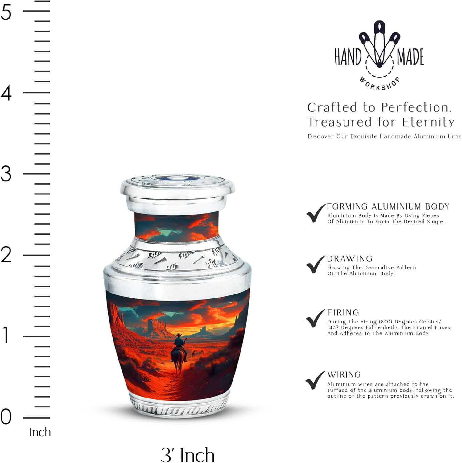 Cowboy Urn - Small Urn for Human Ashes Keepsake - Urn for Ashes Adult Male - Urn for Ashes for Women - Cremation Keepsakes for Ashes - Mini Urns for Human Ashes - Burial Urns -Size 3 Inch, Pack of 2