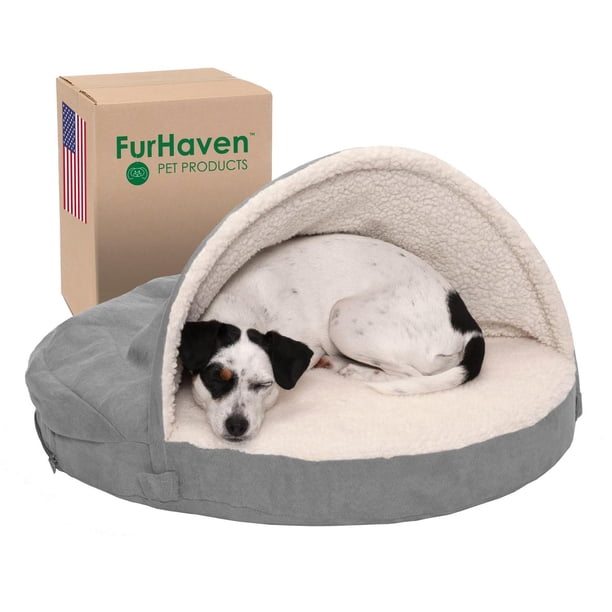 Cama Ortopédica para Mascotas Furhaven Gris con Manta de Sherpa y Gamuza, Funda Lavable a Máquina