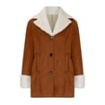 thumbnail image 7 of Lindreshi Winter Coats for Women 2023 Trendy Women Winter Warm Composite Plush Button Lapel Collar Jacket Outwear Coat with Pokets, 7 of 7