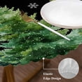 thumbnail image 3 of Christmas Tree Round Tablecloth, Fitted Table Cover with Elastic for 45"-54" Round Tables, Winter Snowflakes Xmas Pine Tree Black Table Cloth Outdoor Indoor Dinning Party Waterproof Tablecloths, 3 of 7