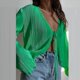 thumbnail image 1 of Conjunto de dos piezas de camisa plisada para mujer, pantalones de pierna ancha de cintura alta, traje informal elegante de manga larga para mujer, conjunto a juego Tan Jianjun unisex, 1 of 2