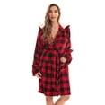 thumbnail image 4 of Just Love Women's Hooded Velour Robe with Sherpa Lined Hood and Pockets (Red Black Buffalo Plaid, X-Large), 4 of 4