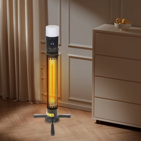 Wildnix Outdoor Electric Patio Heater with LED Light, Infrared Heating, 1500W Power, Remote Control, 3 Heating Gears, Waterproof Design for Indoor and Outdoor Use
