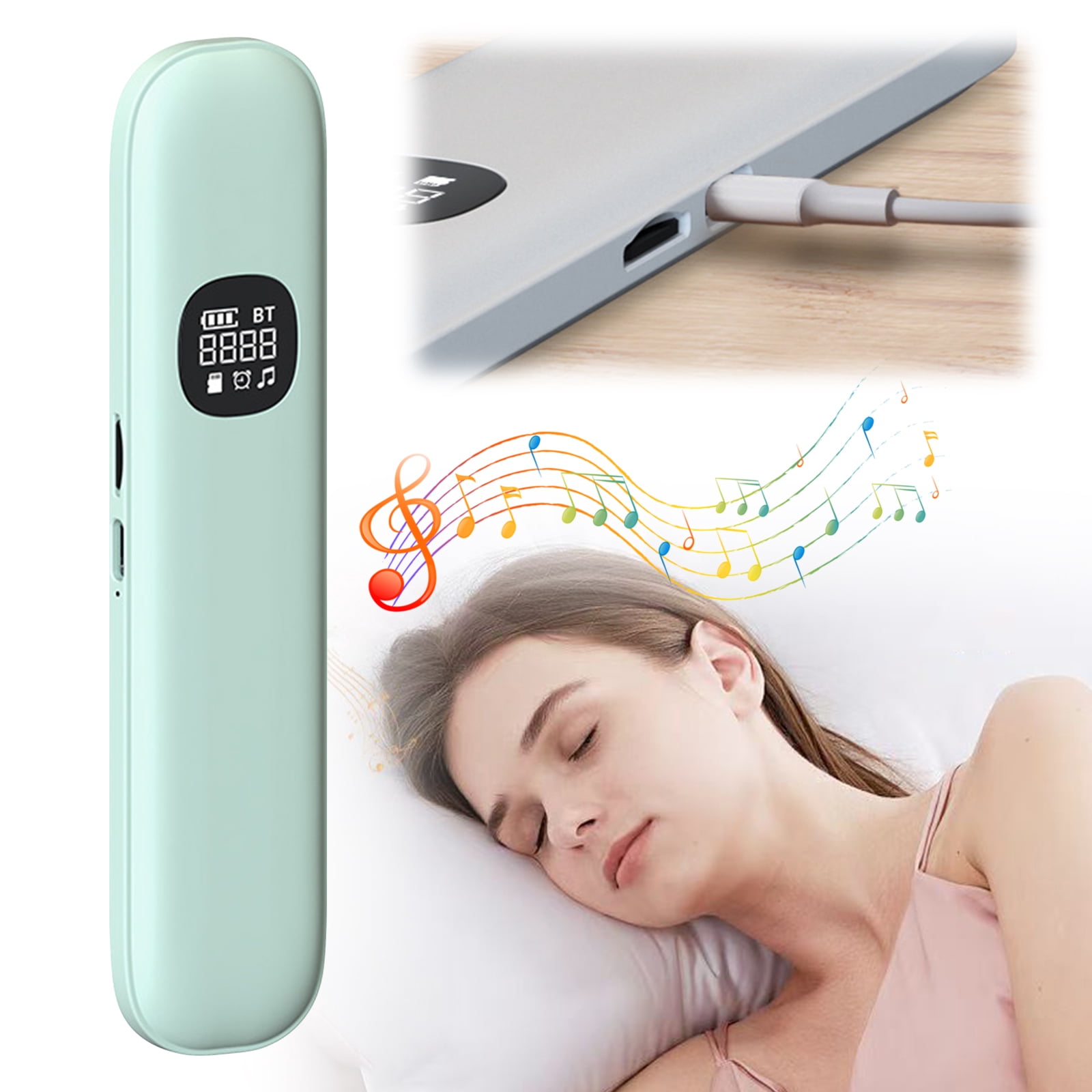 Sleep Speaker Under Pillow With 11 White Noises Timer & Tf Card Slot Wireless Bt Sleep Aid Bone Conduction Pillow Speaker For Side & Light Sleepers Bedside Listening (Green)