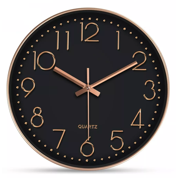 Reloj de pared Moderno BLOOSOM cuarzo silencioso Dormitorio y Salón oro/negro