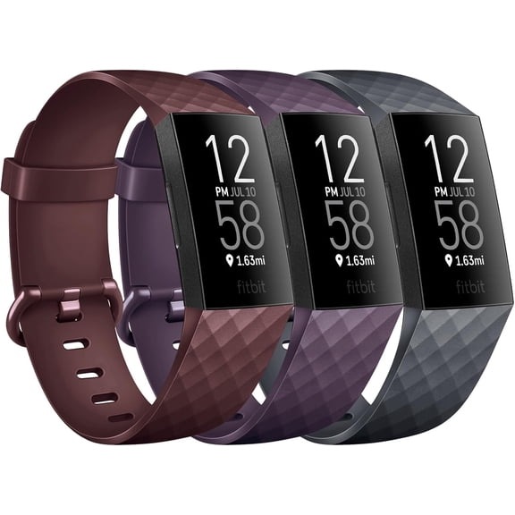 XIHAMA 3 Pack Sport Bands ,Women Men, Soft Silicone Adjustable Replacement Straps Wristbands Compatible with Fitbit Charge 4 / Fitbit Charge 3 / Charge 4 SE/Charge 3 SE
