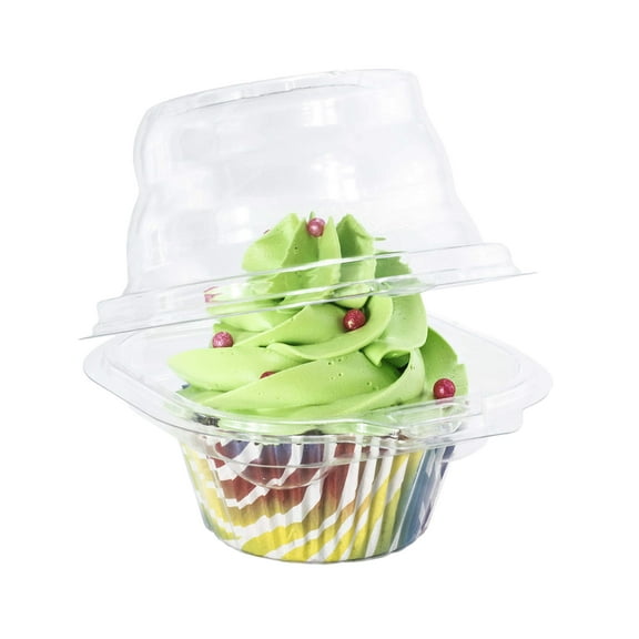 Individual Cupcake Containers (Pack of 50)- Single Compartment Clear Plastic Cupcake Boxes, Cupcake Holder - Stackable