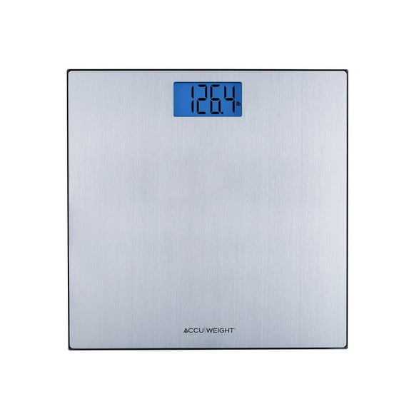 Pèse-Personne Numérique en Acier Inoxydable sur Verre tempé Accuweight, modèle BS3031LSS Rétroéclairage bleu
