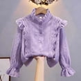 thumbnail image 4 of Mnyotv School Outfits for Girls Classic Uniform Shirts Ruffle Long Sleeve Button Down Shirt Kids Fall Clothes Tops Size 5-6Y, 4 of 8