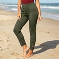 thumbnail image 4 of Annhoo Yoga Pants for Women Solid Color Lace Trim High Waist Stretchy Slim Leggings Soft Workout Casual Bottoms, 4 of 5