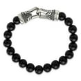 thumbnail image 2 of Primal Steel Stainless Steel Antiqued and Black Agate Stretch Bracelet, 2 of 7
