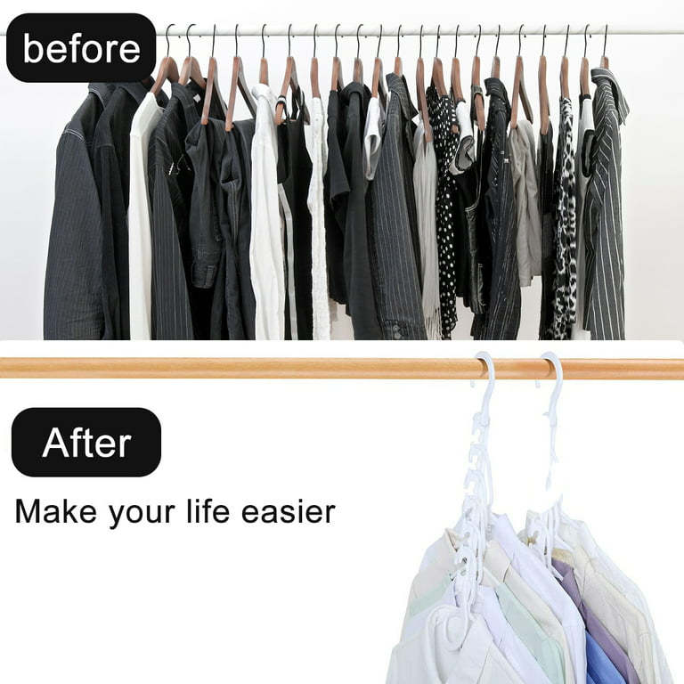 10 Pack Magic Hangers Space Saving Wardrobe Clothing Hanger Organizer for  Heavy Clothes Multi-Hole Sturdy Plastic Smart Space Saver Hangers for Closet  Clothes Storage 
