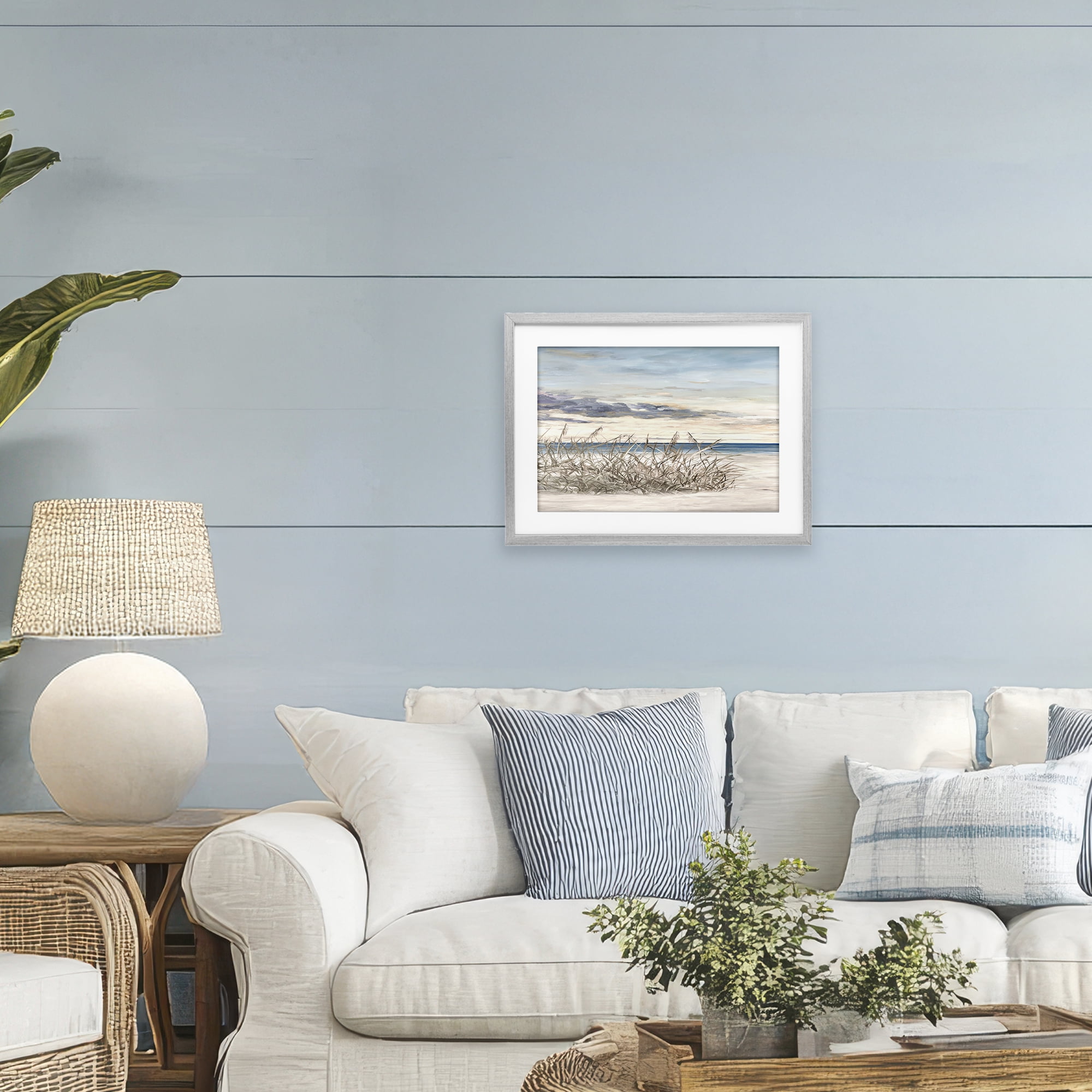 Stupell Industries Windy Beaches Landscape Gray Framed Print Under Glass, design by Julie DeRice