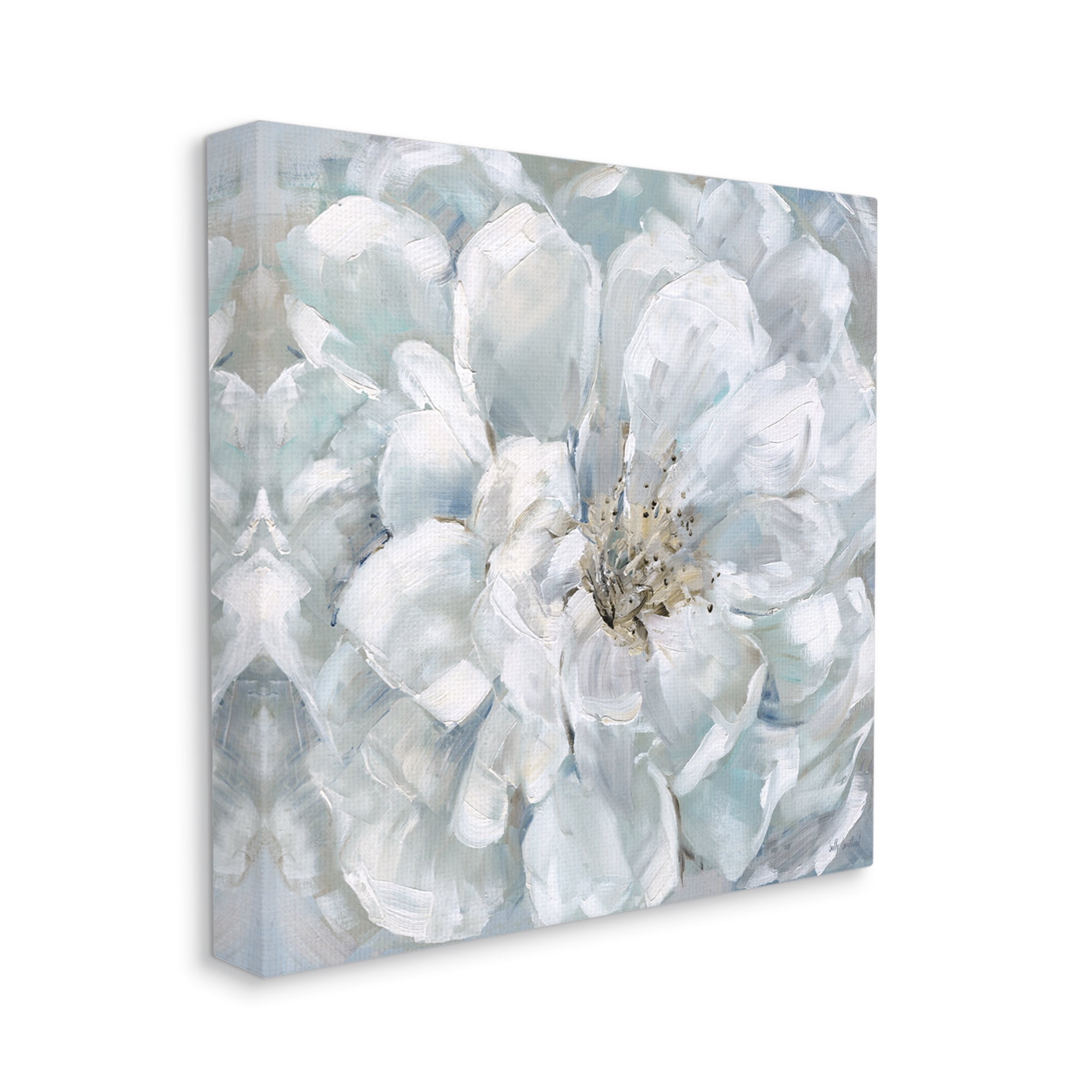 Stupell Industries White Painted Blossom Botanical & Floral Painting Gallery Wrapped Canvas Art Print Wall Art, 30 x 30