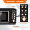 thumbnail image 6 of 700W Retro Countertop Microwave Oven, 0.7 Cu Ft Compact Kitchen Microwave with 5 Power Levels, 8 Auto Cooking Menus, 360° Glass Turntable, LED Display, Child Lock for Apartment Dorm Studio, Golden, 6 of 11