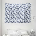 thumbnail image 1 of Fish Tapestry, Japanese Carp Koi with Wave Patterned Background Ancestral Animals Asian Culture, Wall Hanging for Bedroom Living Room Dorm Decor, 80W X 60L Inches, Dark Blue White, by Ambesonne, 1 of 2