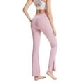 thumbnail image 3 of Pink Flare Yoga Pants for Women, V Crossover High Waisted Flare Workout Pants, 3 of 7