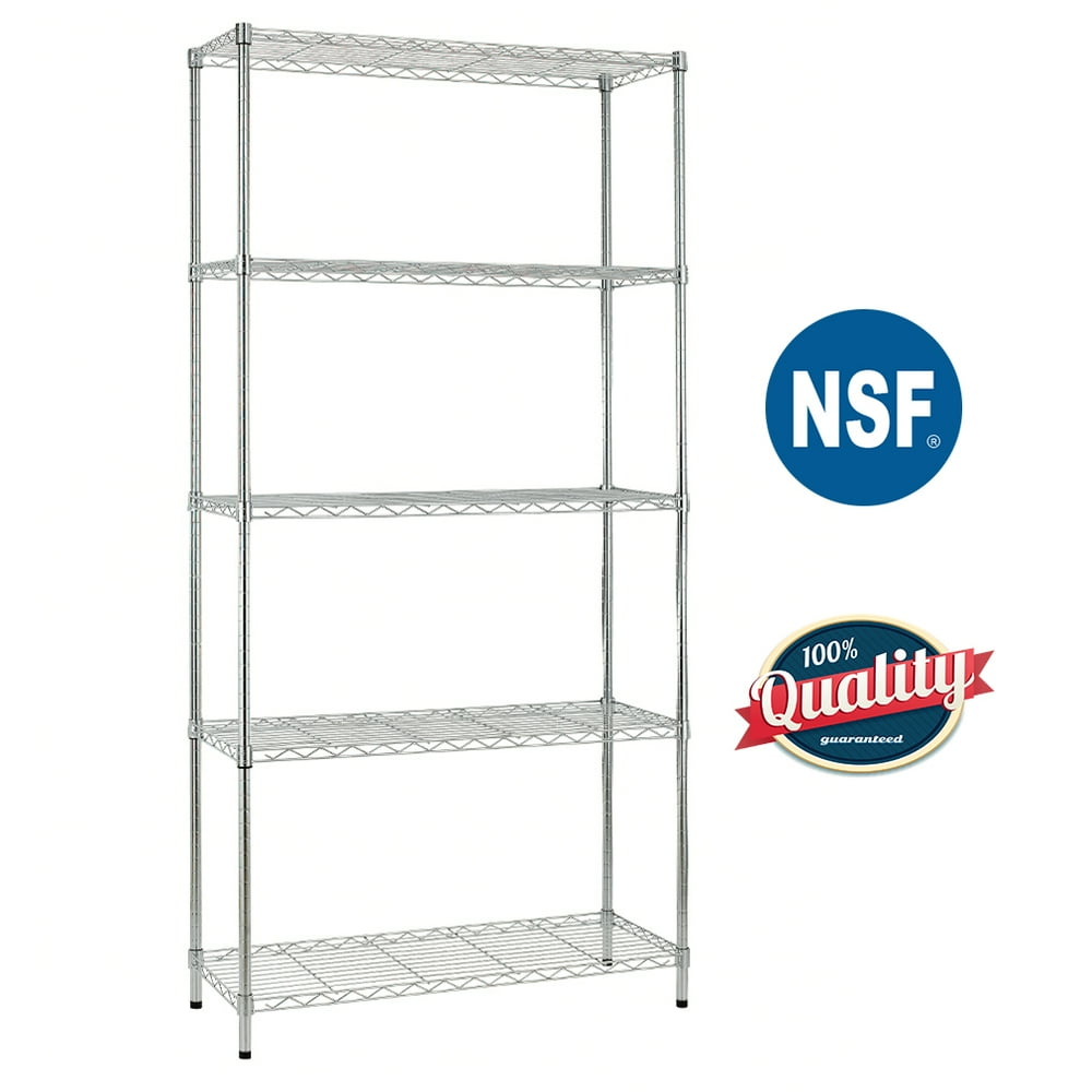 5 Shelf Wire Shelving Unit Garage NSF Wire Shelf Metal Large Storage