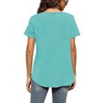 thumbnail image 4 of Camiseta de mujer Color puro Pit Strip cuello en V manga corta Top señoras suelta camiseta casual azul cielo XL, 4 of 6