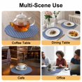 thumbnail image 2 of Dark Blue Striped Round 15 Inch Placemats Set of 2, Modern Beige Geometric Country HeatResistant Non Slip Place Mats for Dining Table, Wipeable Braided Kitchen Table Mats for Housewarming, 2 of 9