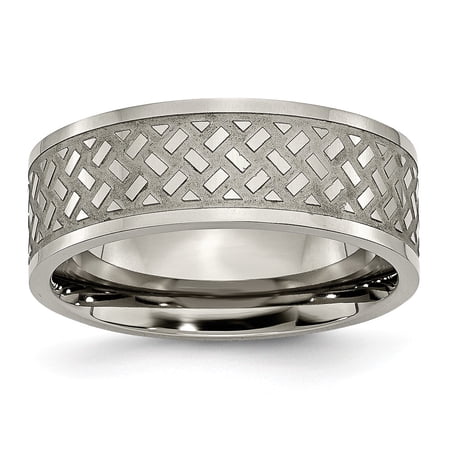 Titanium Weave Design 8mm Polished Band Size: 6; for Adults and Teens; for Women and Men