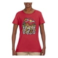 thumbnail image 2 of Wild Bobby Trendy Landscape With Daisies Cactus Monarch Butterfly Nature Lover Women Graphic Tee, Red, 3X-Large, 2 of 6