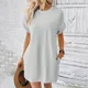 thumbnail image 2 of Vestido corto de verano Renyu con bolsillos laterales para mujer estilo coreano Color liso, 2 of 5