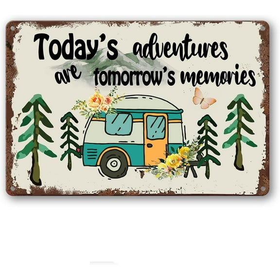 Camping Wall Decor Camper Adventure Tin Sign Rv Decorations For Inside Camper Happy Campers Gifts Metal Signs Campsite Decorations Farmhouse Rustic Home Decor