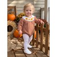 thumbnail image 3 of Cjfdfy Newborn Baby Girl Thanksgiving Romper Turkey Dot Long Sleeve Smocked Bubble Collar Jumpsuit Infant Cute My First Thanksgiving Fall Winter Clothes 0-18M, 3 of 9