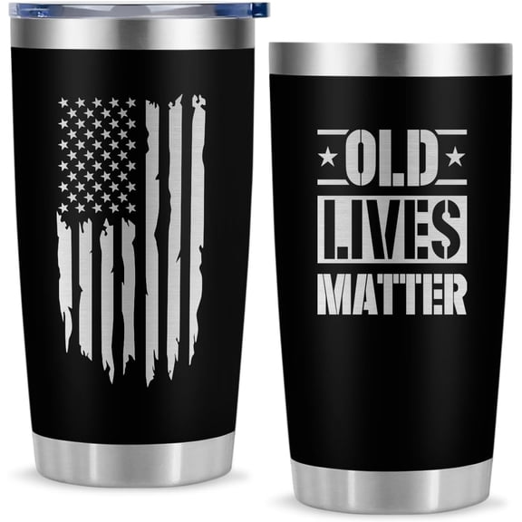 Funny Gifts for Dad, Dad Tumbler for Men Father Husband,Father Day Gifts from Daughter Son Wife ,20 Oz Old Lives Matter Travel Coffee Tumbler & Mug for Birthday Christmas Valentine Thanksgiving(B)