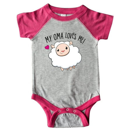 

Inktastic My Oma Loves Me- cute sheep Gift Baby Boy or Baby Girl Bodysuit