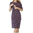 thumbnail image 2 of Odeerbi Floral Maternity Dress Summer Pregnancy Dresses for Women Nursing Gown Breastfeeding Clothes Ladies Fashion Flower Print Pregnant Clothes Short Sleeve Dress Burgundy, 2 of 7