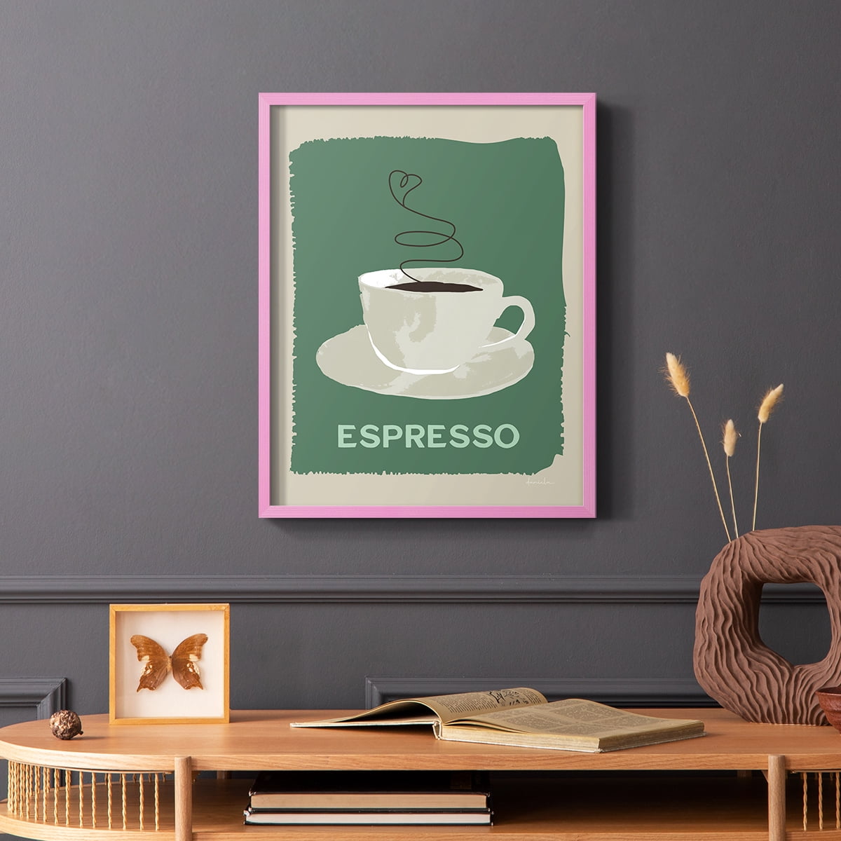Modern Coffee IV in Pink Solid Wood 11 x 14 Framed Print