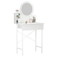 thumbnail image 1 of Visland Makeup Vanity Desk with LED Lighted Mirror, Vanity Table with 1 Drawer and 2 Opening Shelves, Bedroom Dressing Table, 3 Modes Brightness Adjustable, 1 of 10