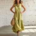 thumbnail image 4 of Ihhxva Women's Cotton V-Neck Sleeveless Solid Maxi Sundress with Pockets Stretchy Summer Loose Fit S-2XL, 4 of 6