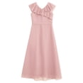 thumbnail image 3 of inhzoy Kids Girls Chiffon Flower Party Dress V Neck Junior Bridesmaid Ball Gown Pink 14, 3 of 5