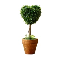 Aiwen 8“ Artificial Boxwood Topiary Small Fake Plant with Pot, Heart Shaped Mini Greenery Faux Plant for Home Decor, Office & Patio