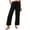 Black, variant on Summer Spring Pants for Women Casual Drawstring Elastic Waisted Cropped Pant Solid Color Wide Leg Beach Vacation Trousers Khaki M
