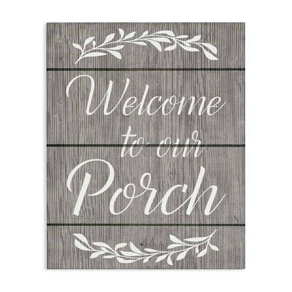 Stupell Industries Rustic Welcome Porch Text & Numbers Painting Wrapped Canvas Art Print Wall Art, 16 x 20