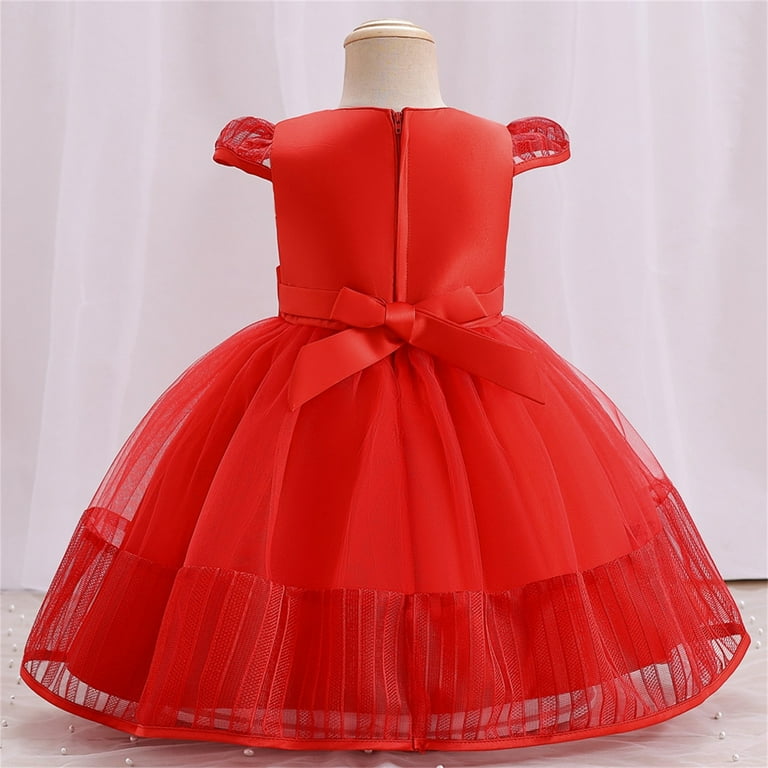WEAIXIMIUNG Homecoming Dresses Kids Toddler Baby Girls Spring Summer Print  Ruffle Short Sleeve Dress Ruffle Sleeveless Show Lace Party 80 - Walmart.com