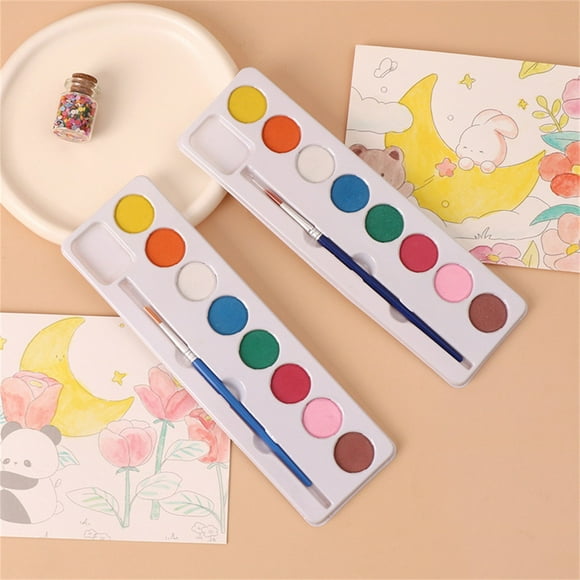 Coffret de peinture à l'aquarelle pour enfants Coffret de 8 carrés de couleurs en forme de cœur Ensemble de peinture à poudre à pigment solide,PENDANE,color