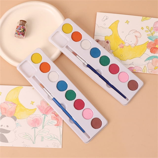 Set de Pintura Acuarela para Niños | Caja en Forma de Corazón | 8 Colores Sólidos | Incluye Pincel y Paleta | Kit de Artista Portátil para Principiantes y Niños | Pigmento en Polvo No Tóxico