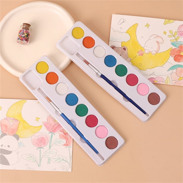 Set de pintura en acuarela en forma de corazón - 8 colores sólidos de pigmento con pincel y bolígrafo, caja cuadrada portátil para artistas y principiantes
