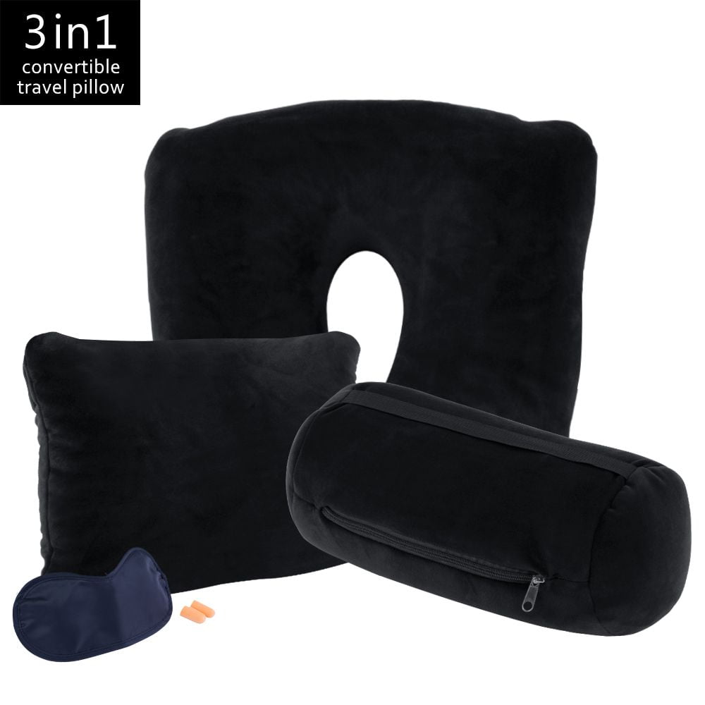 JML 3 in 1 Travel Neck Pillow With Eye Mask & Earplugs Microbeads Neck