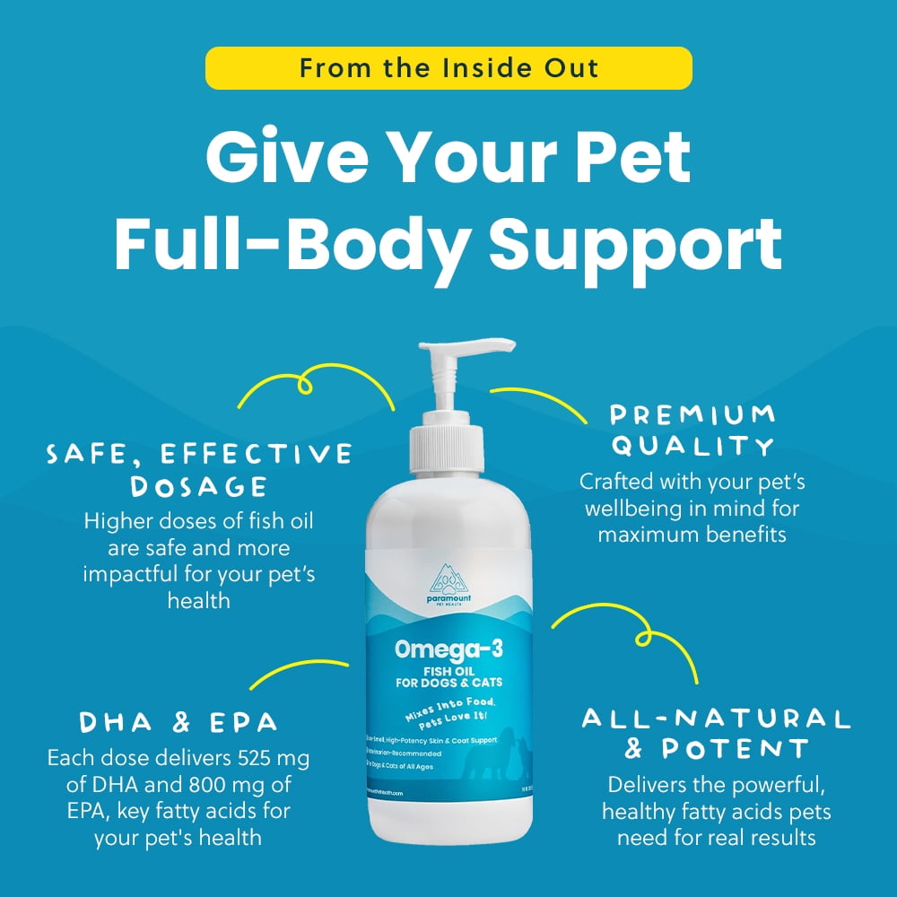 Paramount Pet Health Liquid Omega 3 Supplement for Dogs & Cats - 16 oz