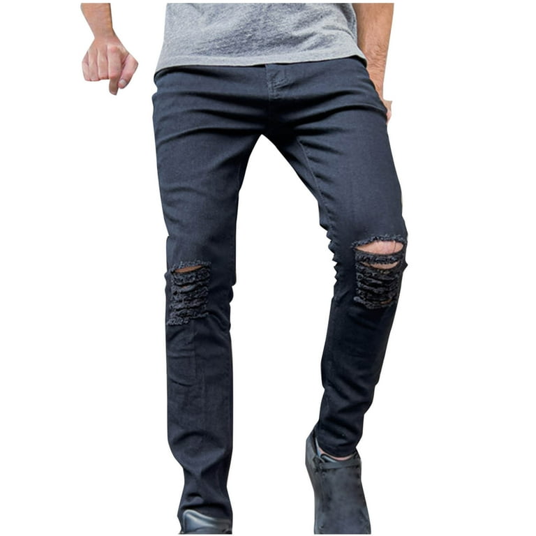 Molinyidia Clothes Men's Jeans Slim Fit Stretch Skinny Ripped