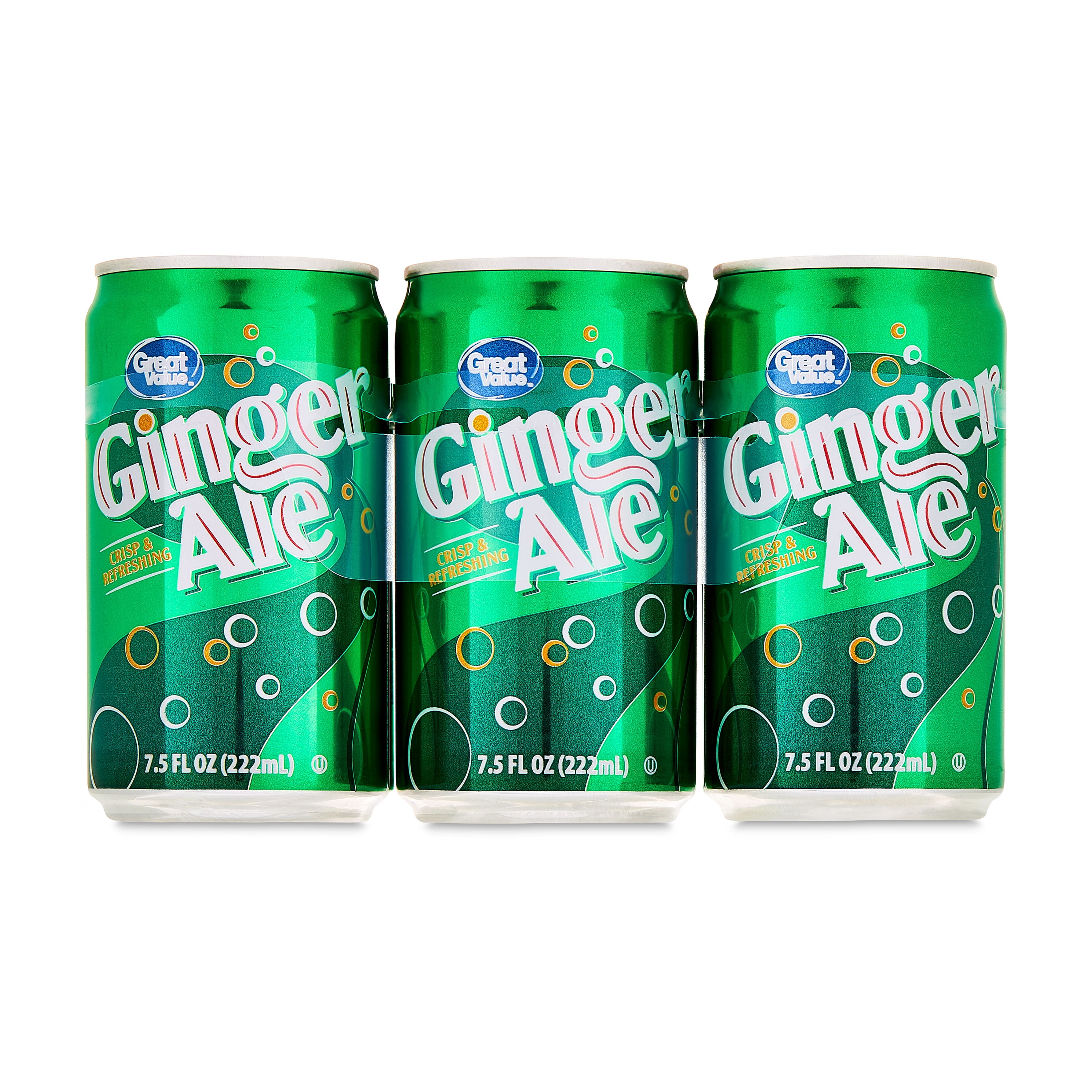 (4 pack) Great Value Ginger Ale, 7.5 fl oz, 6 Pack Cans
