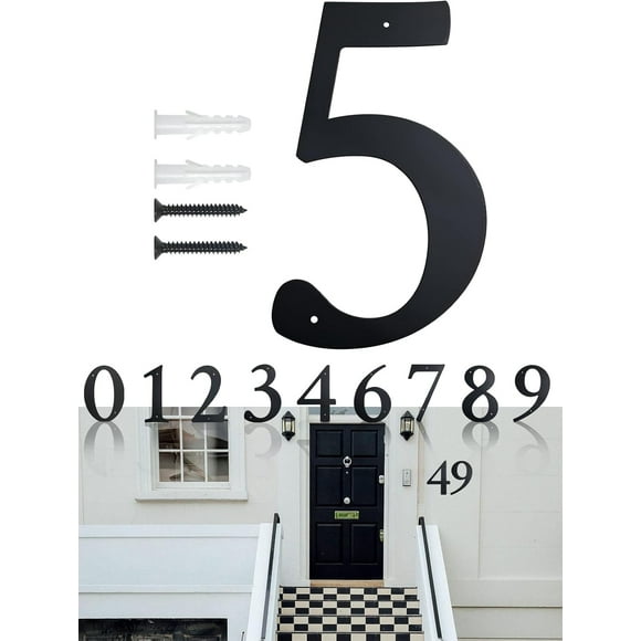 shiyou-11 Inch Super Large House Numbers, Modern Address Numbers Elegant Black Finish Numbers Solid Metal House Sign for Door Plate for Home Gate Building Store Mailbox (5)