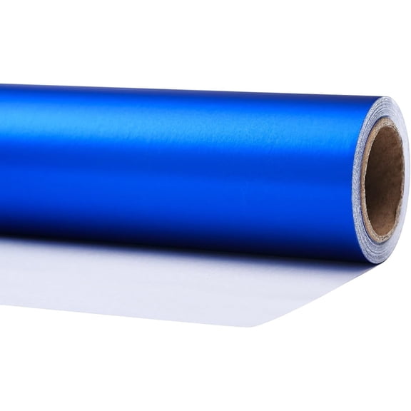 Blue Metallic Wrapping Paper Mini Rolls - Solid Matte Gift Paper - 17 Inches X 33 Feet Great for Graduation, Weddings, Birthdays, Mother's Day, Father's Day